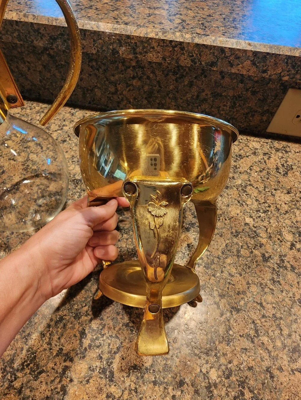 Princess House Glass/Brass Coffee Warmer